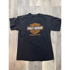 Vintage Italy x Harley Davidson Motorcycle T Shirt Firenze Italian Sz M